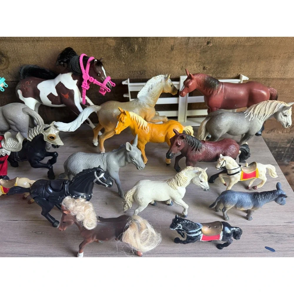 Lot of 23 Toy Horses & Donkey Mixed Brands  Horse Figures Farm Ranch Play